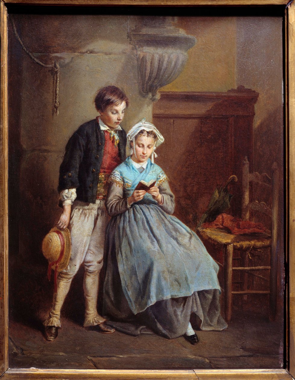 Lesemaleri av Francois Lenfant (1814-1892) Metz musee des Beaux Arts fra 1800-tallet av Francois Louis Lenfant
