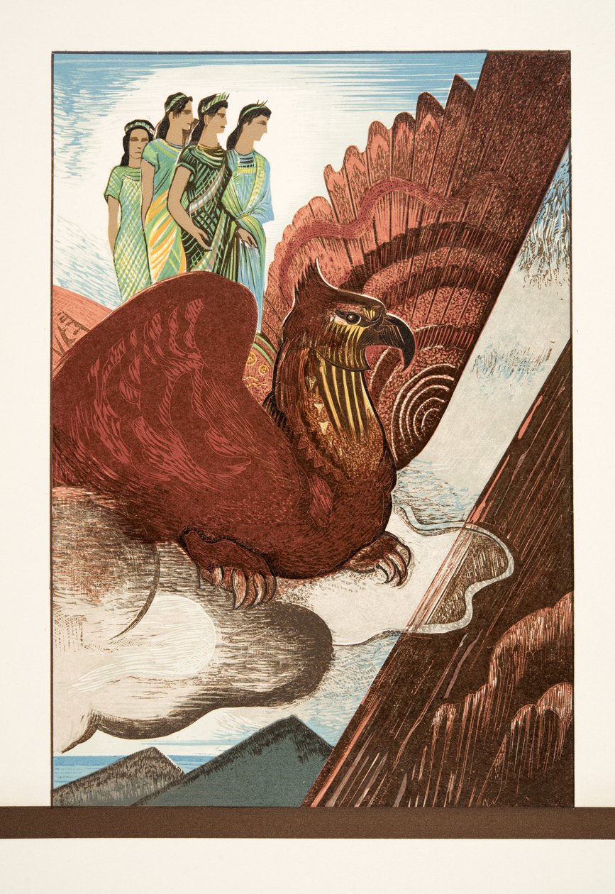 Illustrasjon fra Prometheus Chained av Aeschylus, pub. 1941 (stensiltrykk) av Francois Louis Schmied