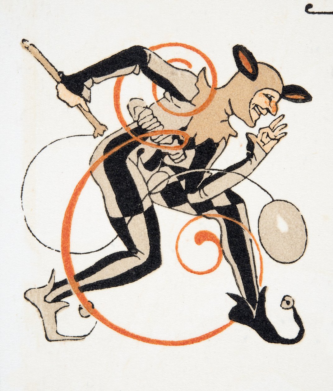 Bokstav E fra Personages de Comedie, pub. 1922 (stensiltrykk) av Francois Louis Schmied