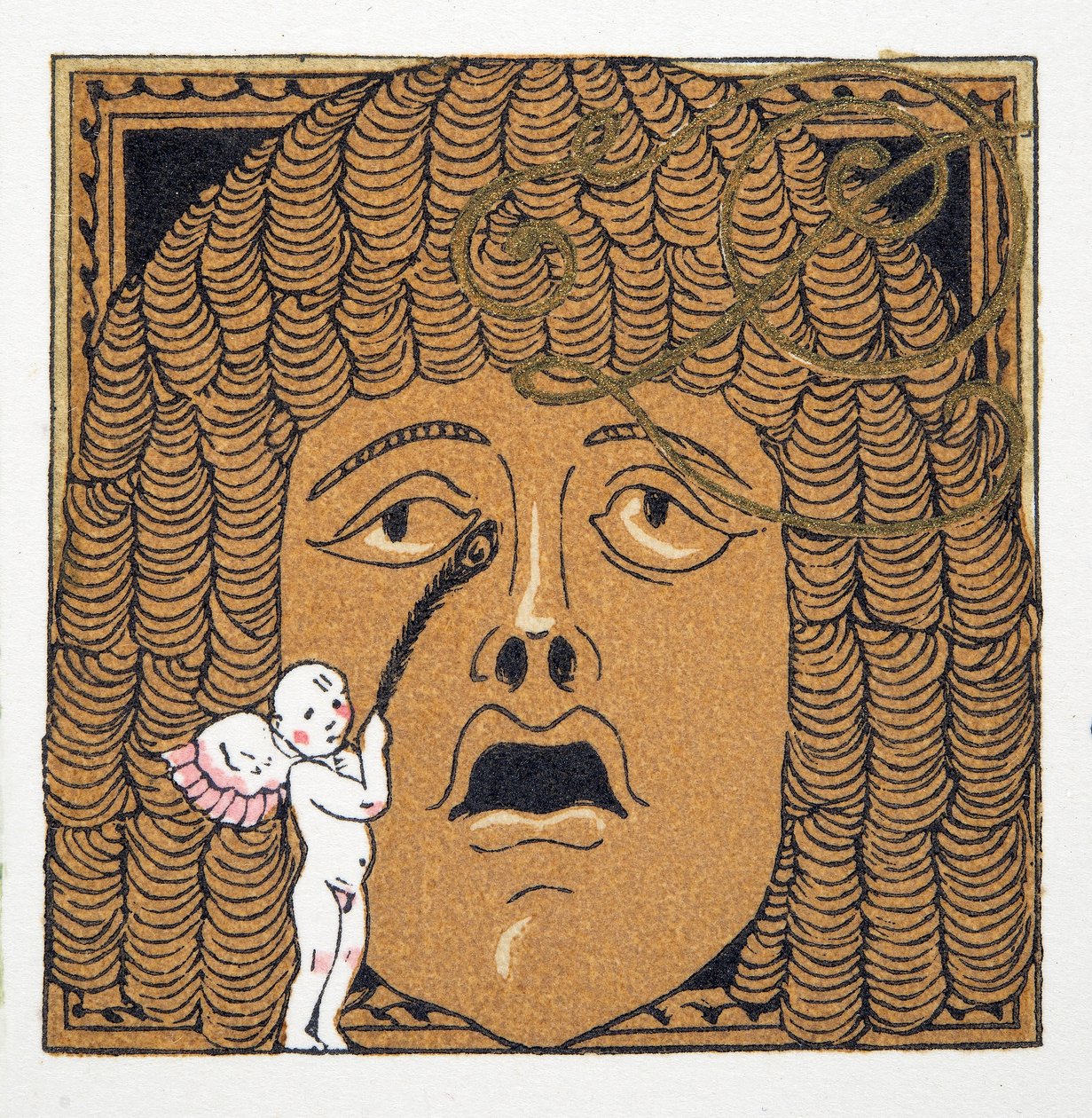 Nesen blir kilt av Cupid, fra Personages de Comedie, pub. 1922 (pochoir-trykk) av Francois Louis Schmied