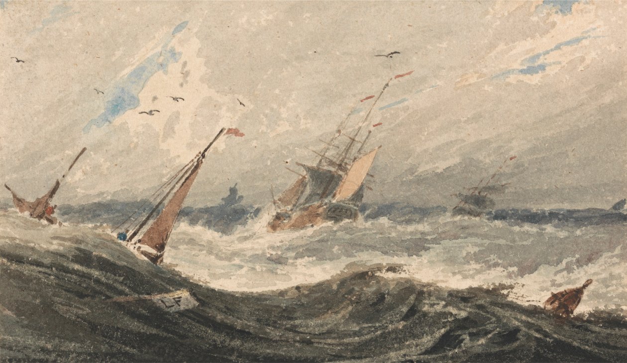 Båter på et stormfullt hav av Francois Louis Thomas Francia