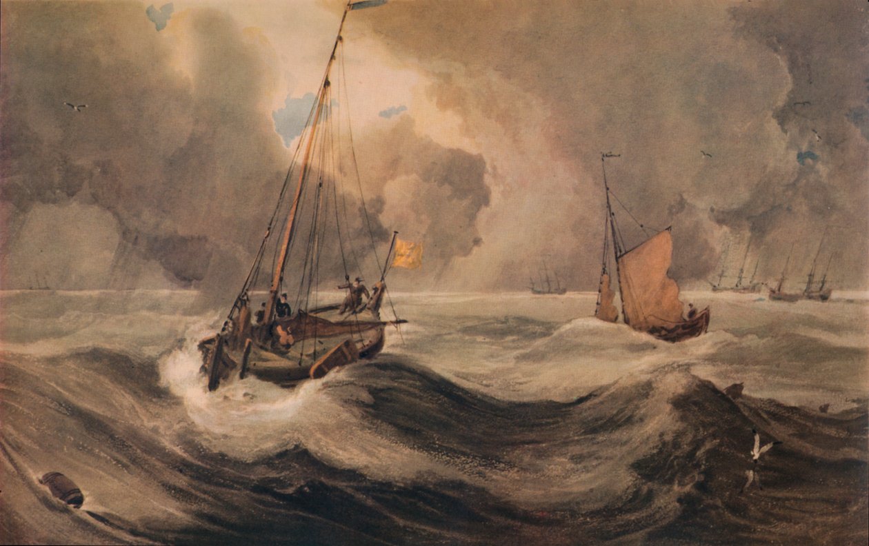 Dutch Schuyts off Flushing, 1800-tallet, 1935 av Francois Louis Thomas Francia
