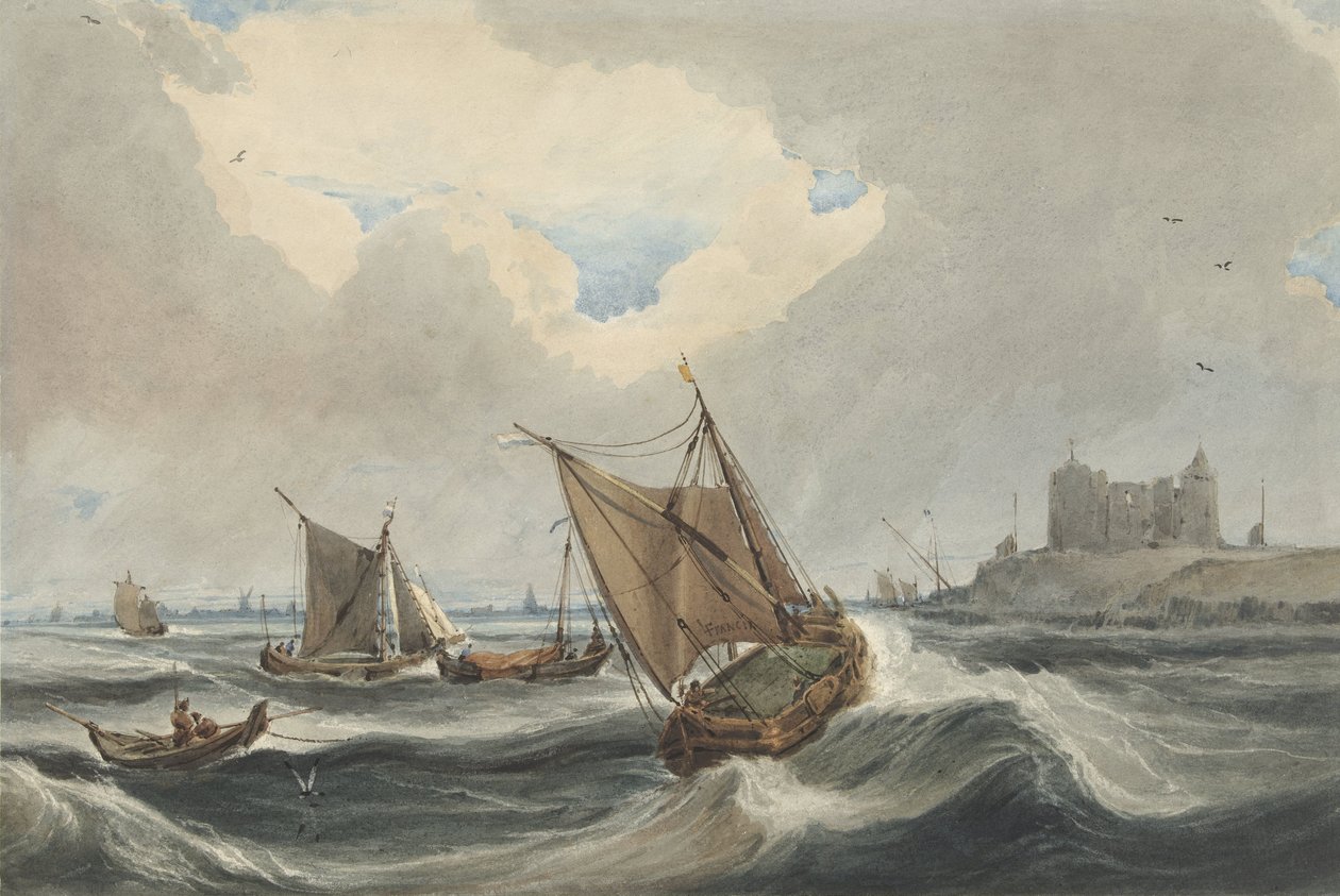 Skip foran havnen i Vlissingen av Francois Louis Thomas Francia