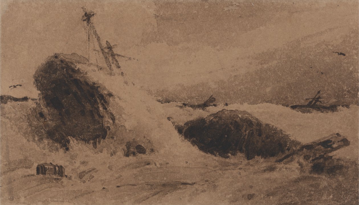 Havarerte skip i et stormfullt hav av Francois Louis Thomas Francia