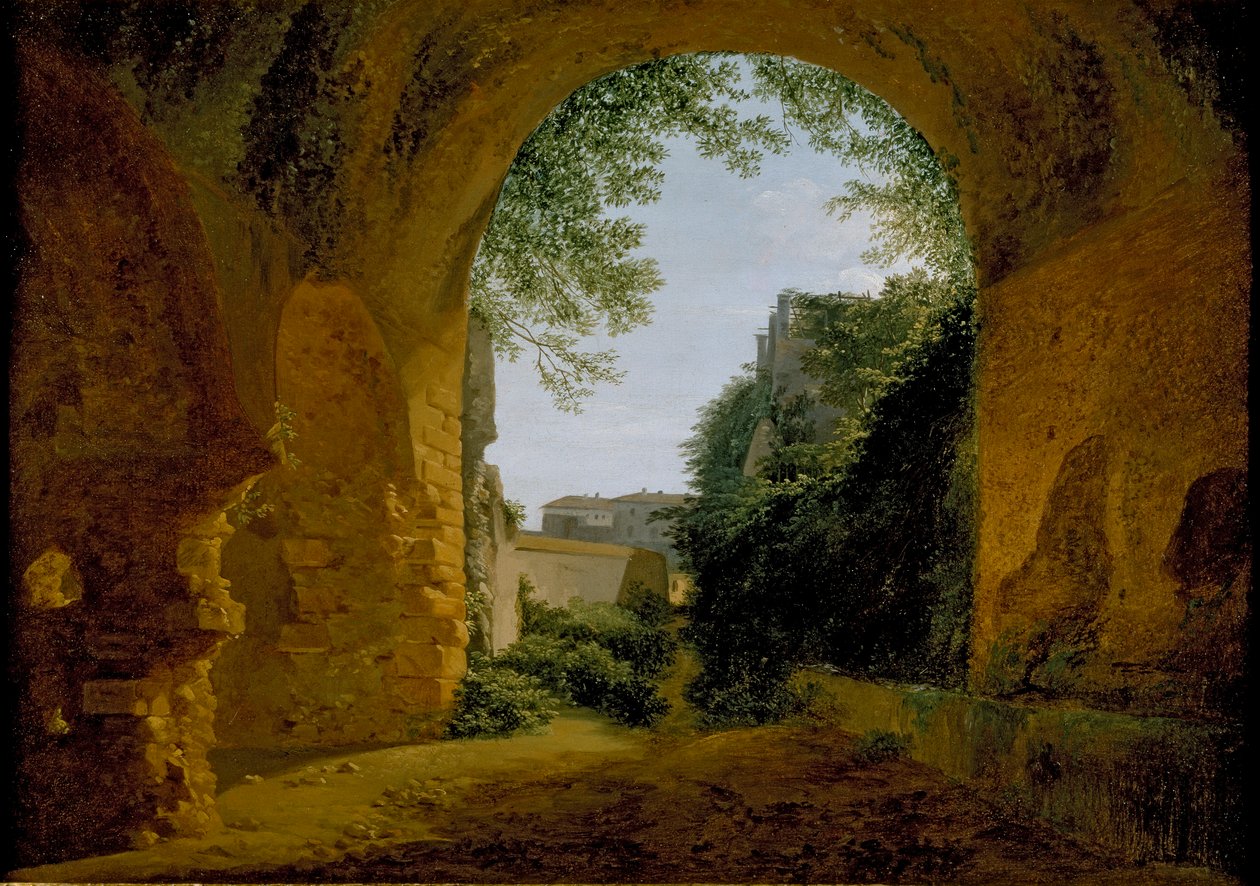 En utsikt over en hage, sett fra et romersk hvelv, 1802-1824 av Francois Marius Granet