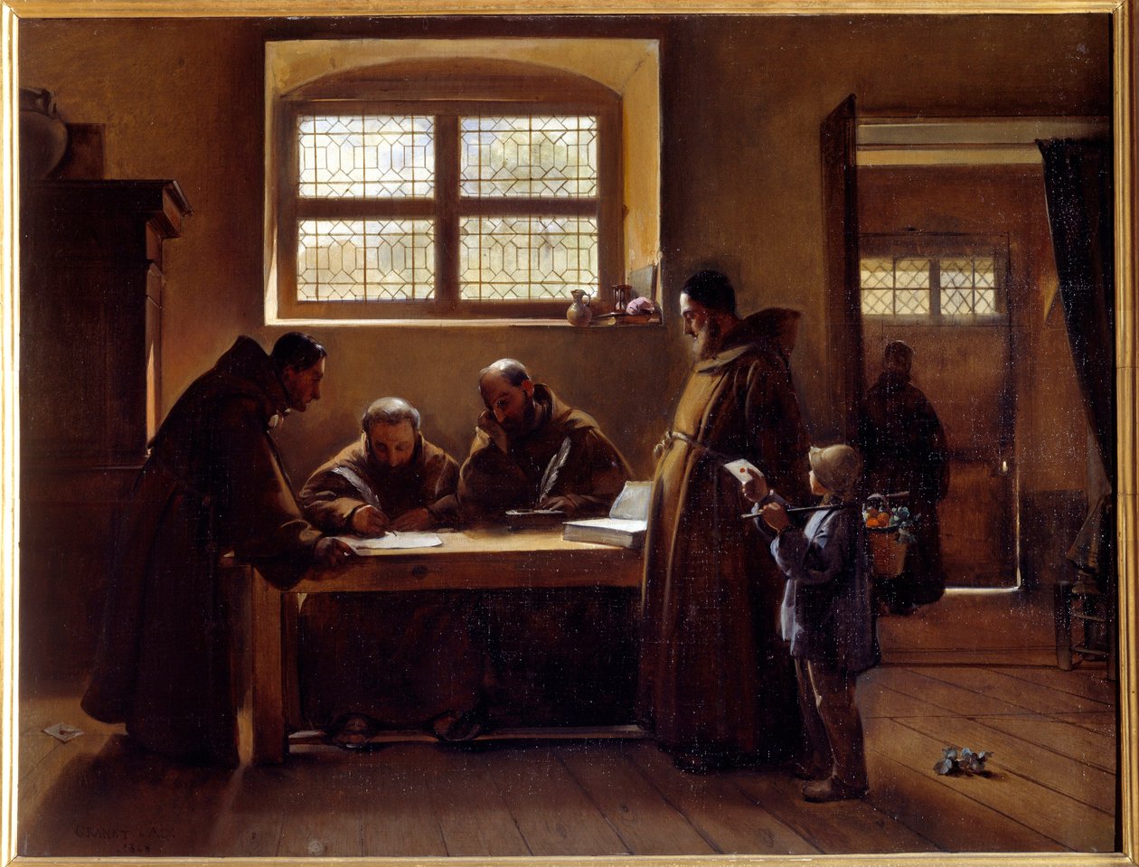 Kapusiner som redigerer et skriftlig maleri av Francois Marius Granet av Francois Marius Granet