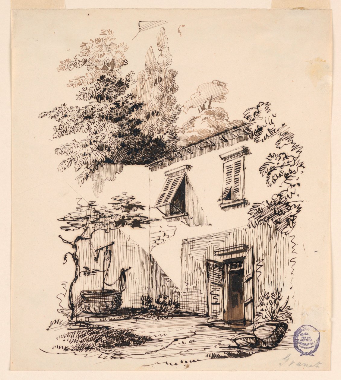 Gårdsplassen til et hus av Francois Marius Granet