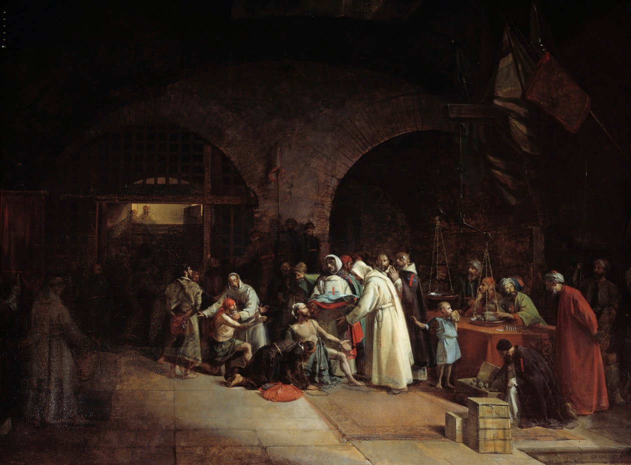 Fransk kolonisering av Algerie: "" Forløsning av fanger i fengslene i Alger"" Maleri av Francois Marius Granet (1775-1849) 1831 Søn. 1,51x2 m av Francois Marius Granet