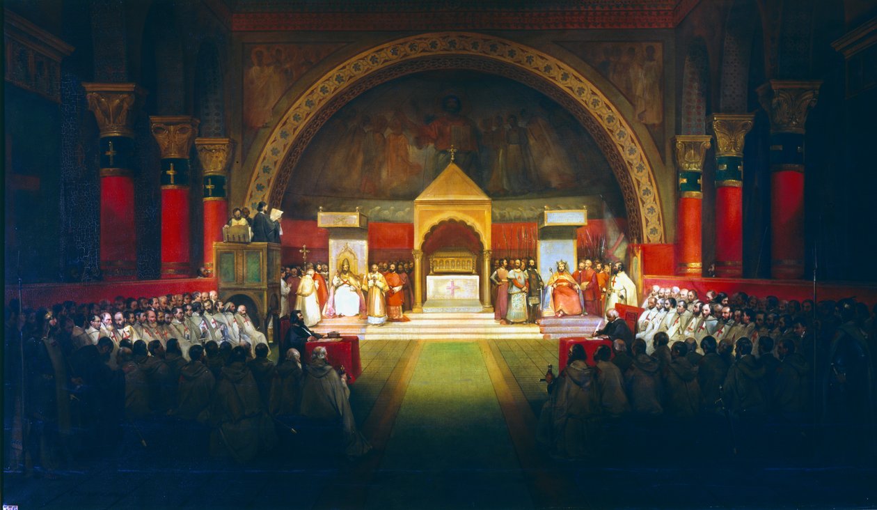 Møte med kapittelet til tempelridderne, Paris, 1147 1800-tallet av Francois Marius Granet