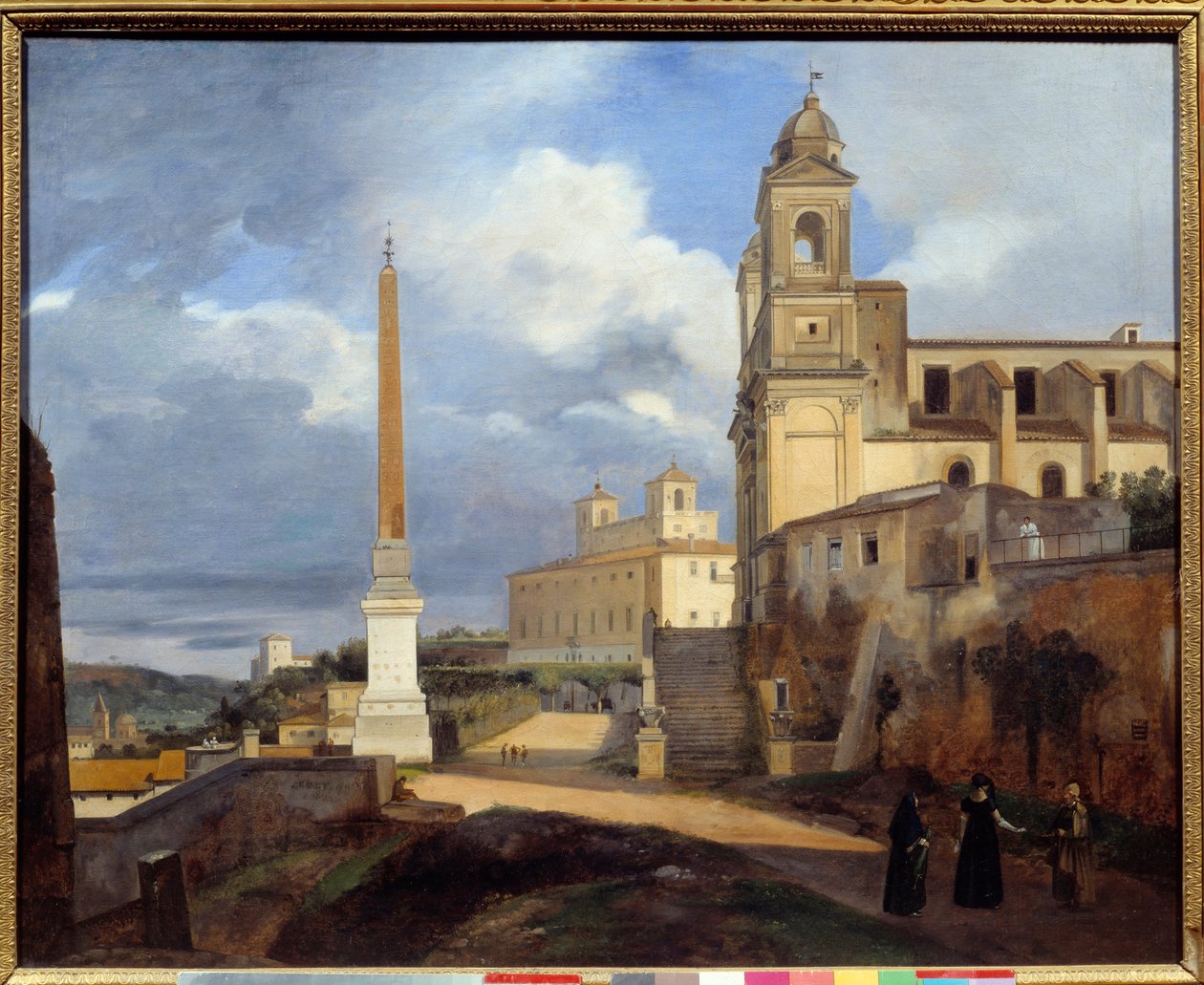 Utsikt over Trinite des Monts (Trinita dei monti) og Villa Medicis i Roma Maleri av Francois Marius Granet (1775-1849) 1808 Søn. 0,48 x 0,61 m av Francois Marius Granet