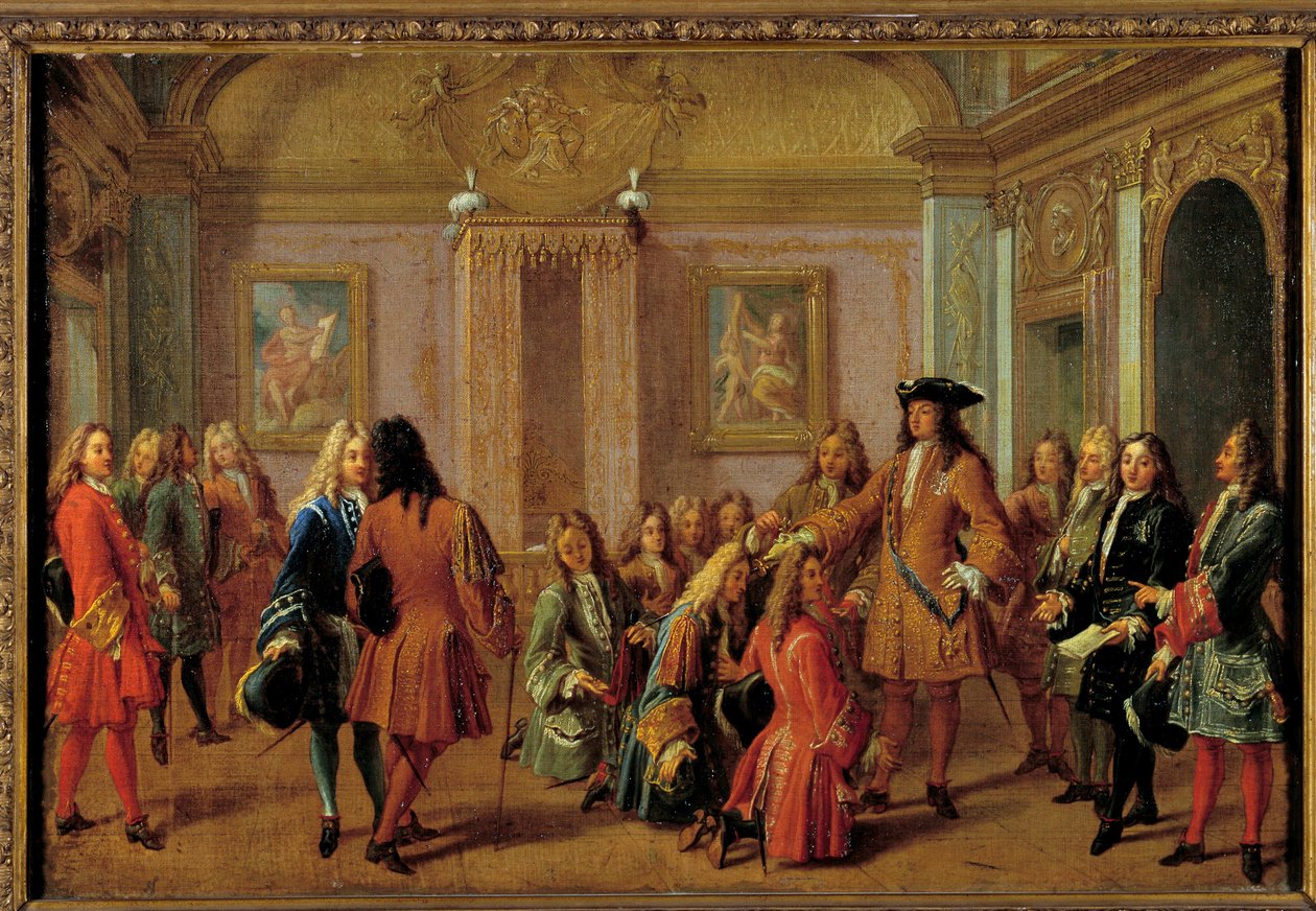 Første promotering av ridderne av Saint-Louis-ordenen av Ludvig XIV i Versailles 8. mai 1693 Maleri av Francois Marot (1666-1719) 1600-tallet Søn. 51 x 0,76 m. av Francois Marot