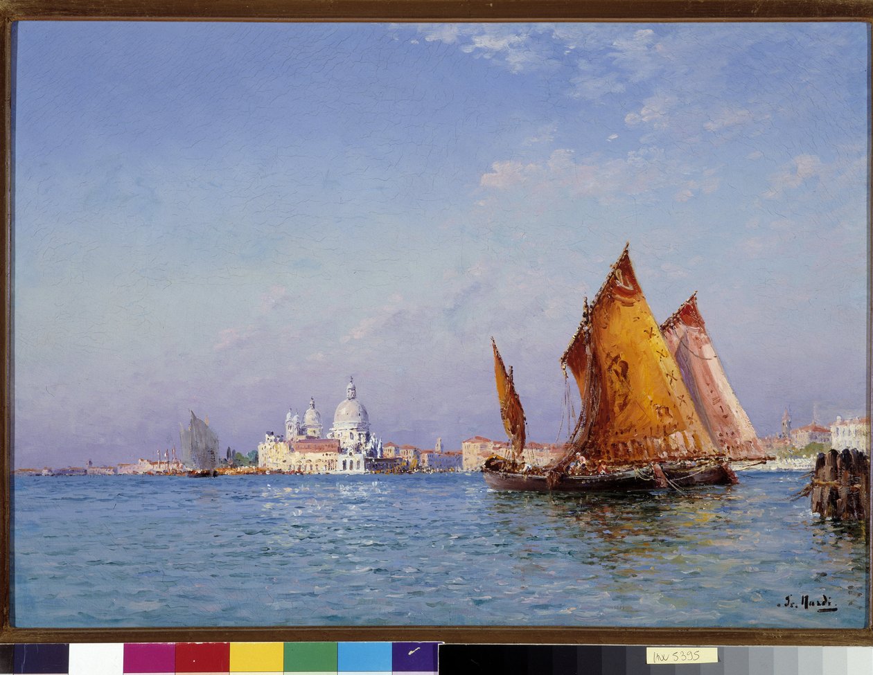 Topis i bassenget mot kirken av salutten i Venezia Maleri av Francois Nardi (1861-1936) 20. århundre Obligatorisk omtale: Samlingsstiftelsen med hensyn til de Provence, Marseille av Francois Nardi