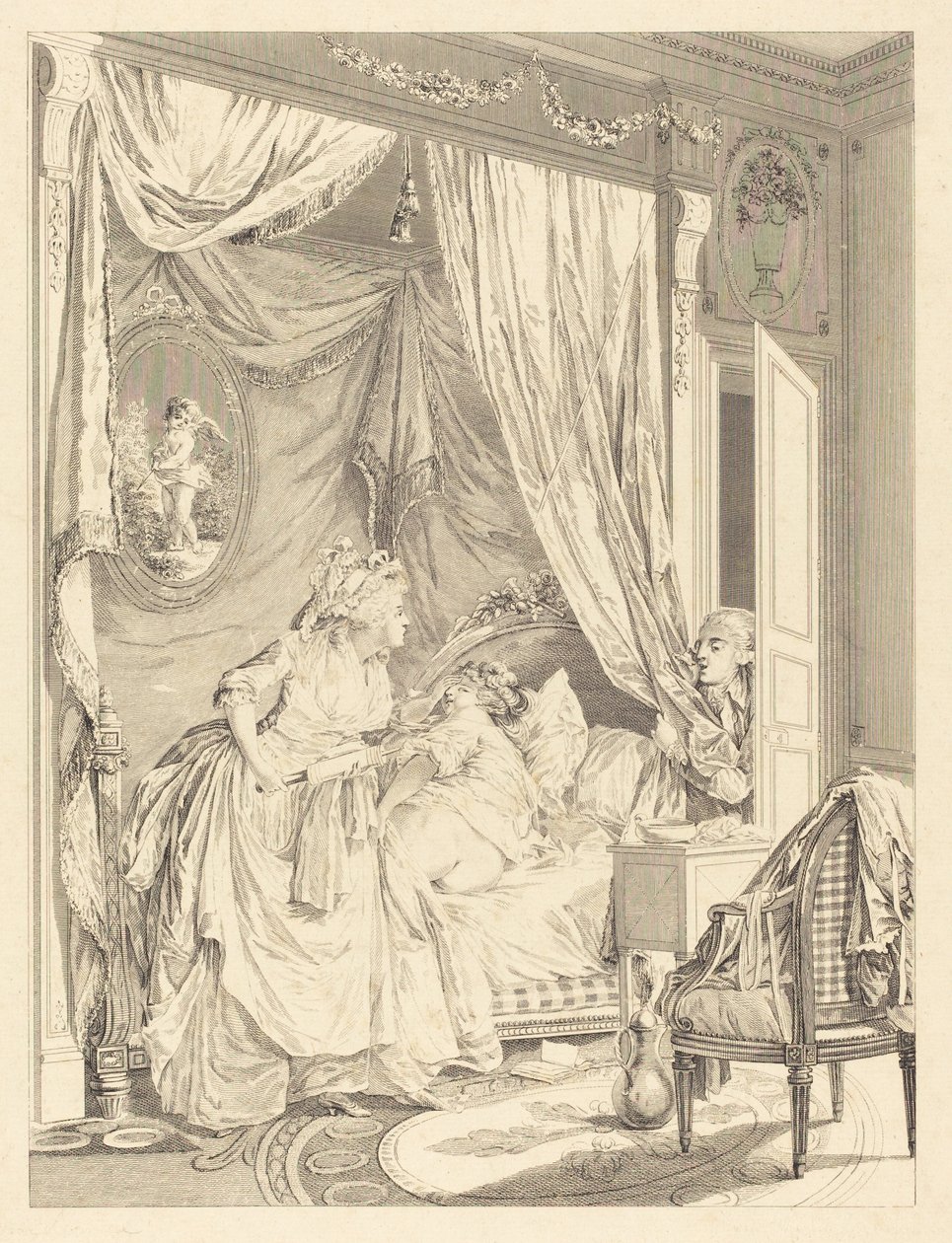 Tilbakeslaget av Francois Nicolas Barthelemy Dequevauviller after Nicolas Lavreince