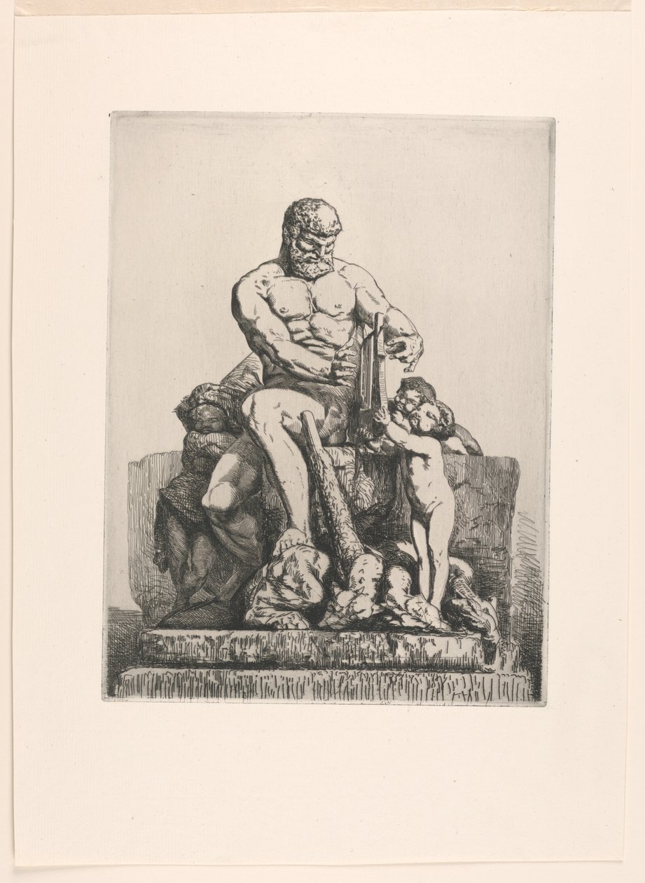 Hercules, plate en fra Twelve Etchings av Chifflart av Francois Nicolas Chifflart
