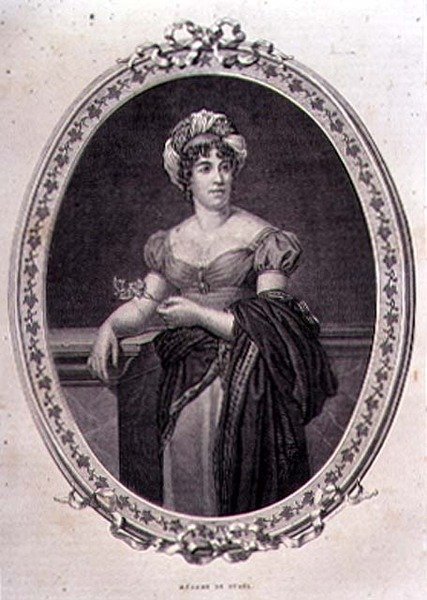 Portrett av Madame de Stael (1766-1817) gravert av John Quartley (gravering) av Francois Pascal Simon (after) Gerard