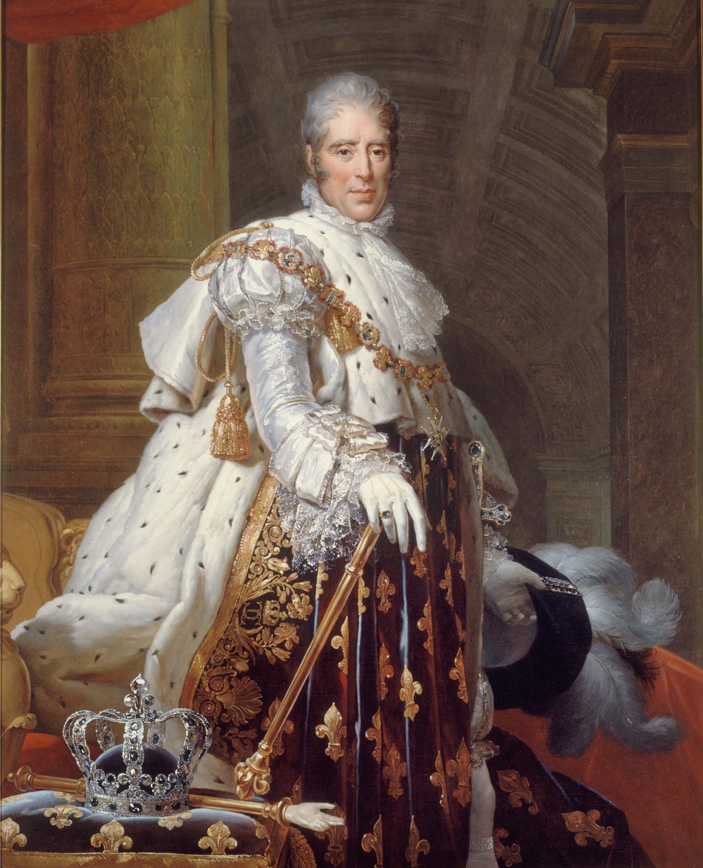 Portrett av Charles X i hellig drakt, ca. 1825 (olje på lerret) av Francois Pascal Simon (studio of) Gerard