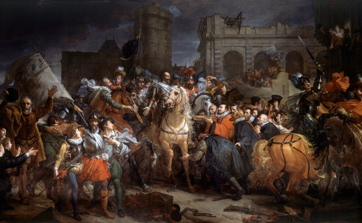 Inngang til Henri IV (1553-1610) i Paris, 22. mars 1594. Maleri av Francois Gerard (1770-1837) av Baron François Pascal Simon Gérard