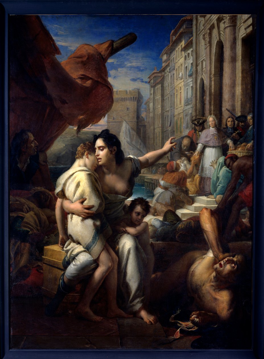 Monsignor av Belsunce under pesten i Marseille Festen Henri Francois Xavier de Belsunce-Castelmoron (Belsunce Castelmoron) (1671-1755) reddet syke under pestepidemien i 1720. Maleri av Francois Gerard (173470-1837) 183470-1837. 2,58x1, av Baron François Pascal Simon Gérard