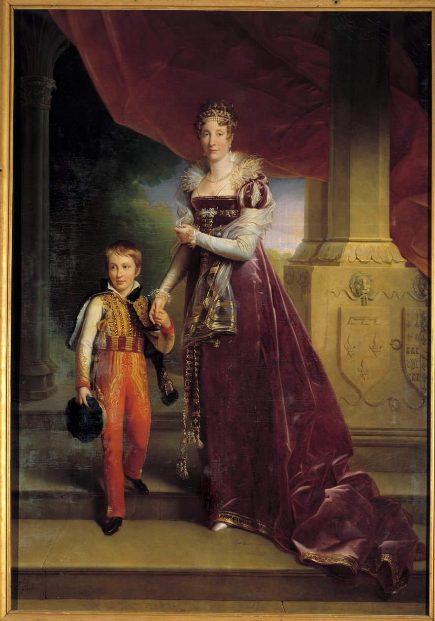 Portrett til fots av Marie-Amelie de Bourbon, prinsesse av de to Siciliene, hertuginne av Orleans (fremtidig dronning Marie-Amelie av Baron François Pascal Simon Gérard