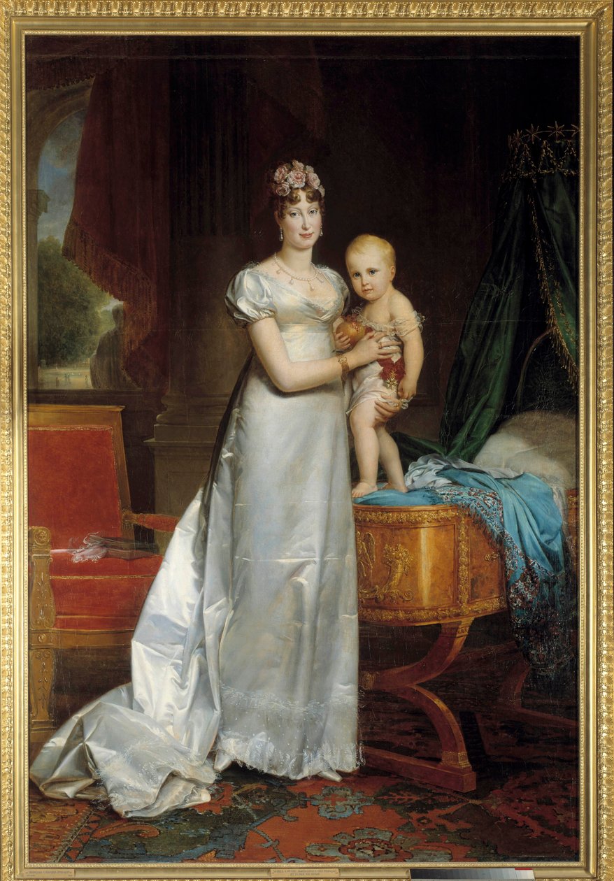 Portrett av imponen Marie Louise (1791-1847) og kongen av Roma Maleri av Francois Gerard (1770-1837) 1813. Dim. 2,40 x 1,62 m. Versailles, Musee du Chateau - Portrett av keiserinne Marie Louise (1791-1847) og kongen av Roma. Maleri av Franco av Baron François Pascal Simon Gérard