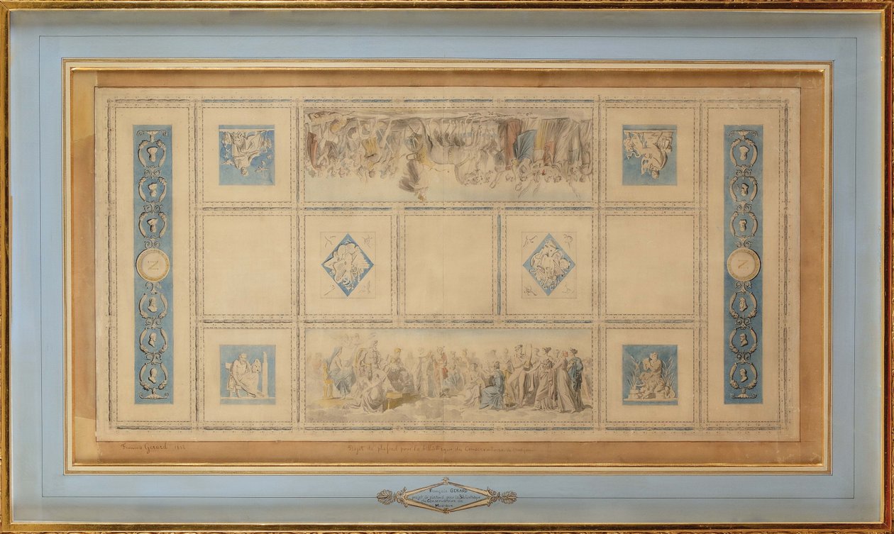 Studie for det malte taket på biblioteket i konservatoriet, 1812 av Francois Pascal Simon Gerard