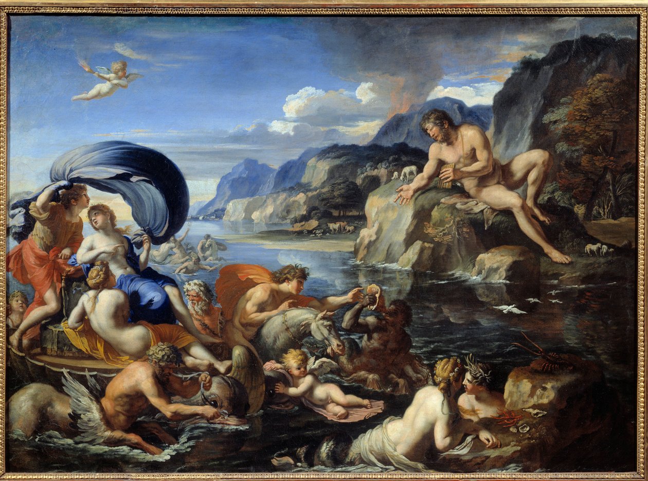 Acis og Galatee Nymfen Galatee og Acis, blir observert av Cyclops Polypheme, sjalu på deres idylliske kjærlighet. I følge Ovids "Metamorphoses". Maleri av Francois Perrier av Francois Perrier