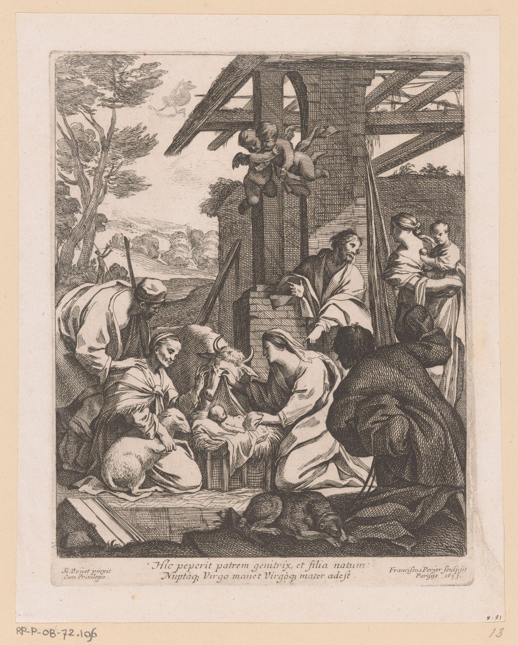 Geboorte van Christus Her fødte moren faren (...) (tittel på objekt) av Francois Perrier