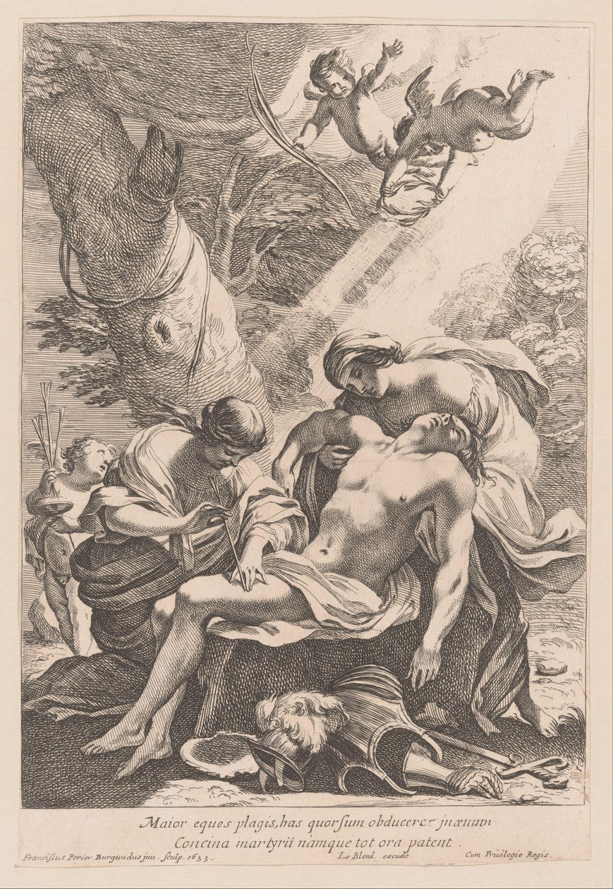Martelaarschap van de heilige Sebastiaan Den større ridderen må dekke med slagene (...) (tittel på objekt) av Francois Perrier