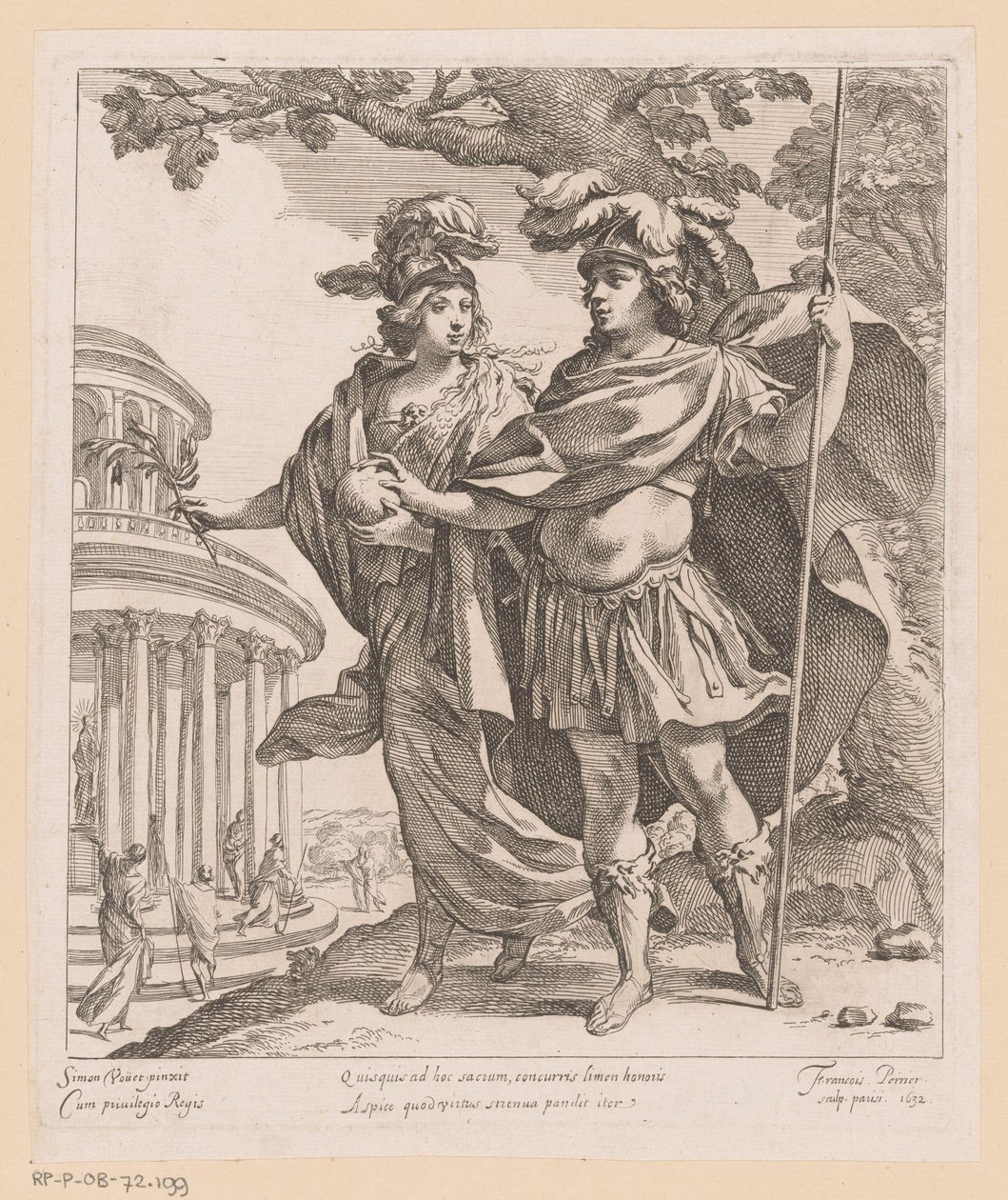 Minerva viser Louis XIII herlighetens tempel Quisquis ad hoc sacium (...) (tittel på objekt) av Francois Perrier