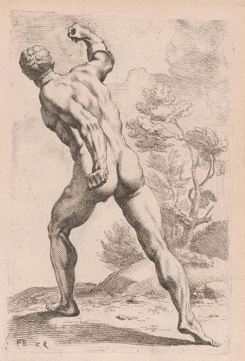 Borghese Gladiator, sett bakfra [plate 29] av Francois Perrier
