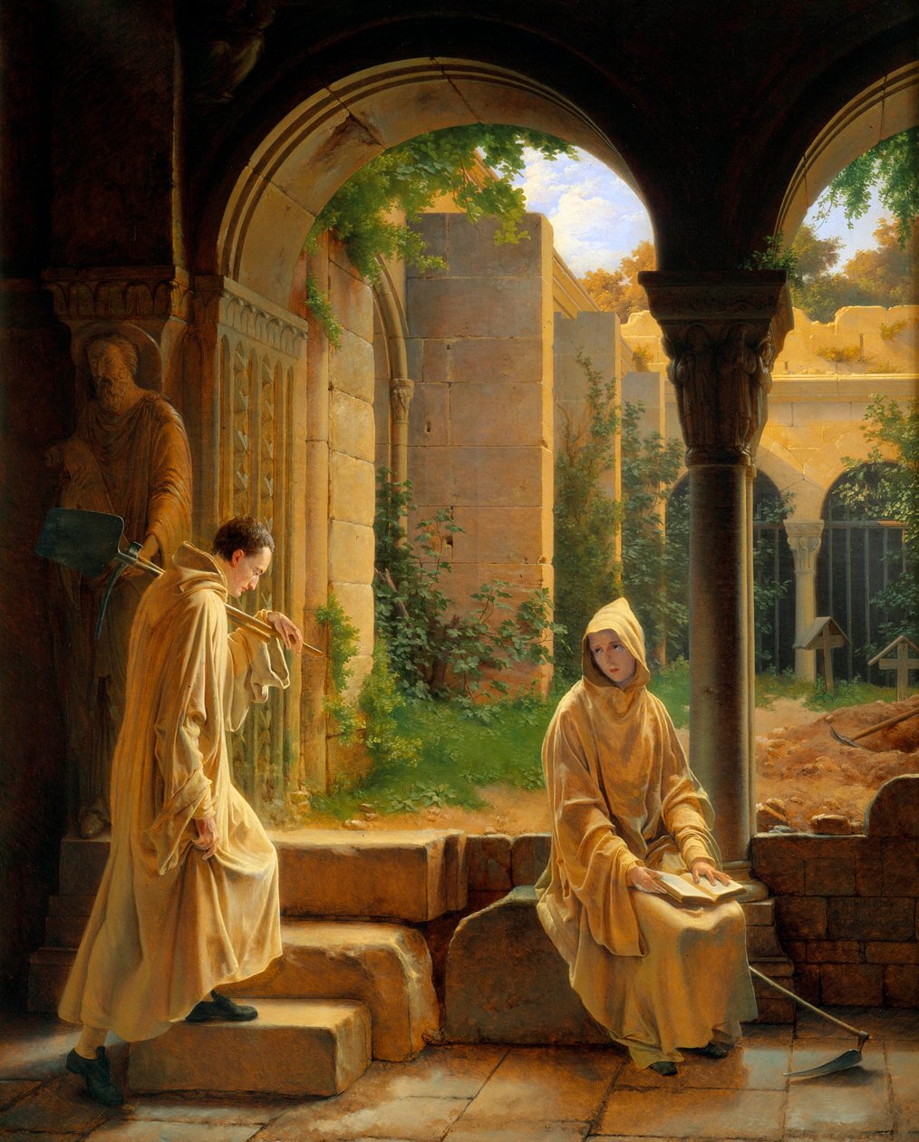 Munker i et kloster. Maleri av Francois Richard Fleury (1777-1852) av Francois Richard Fleury