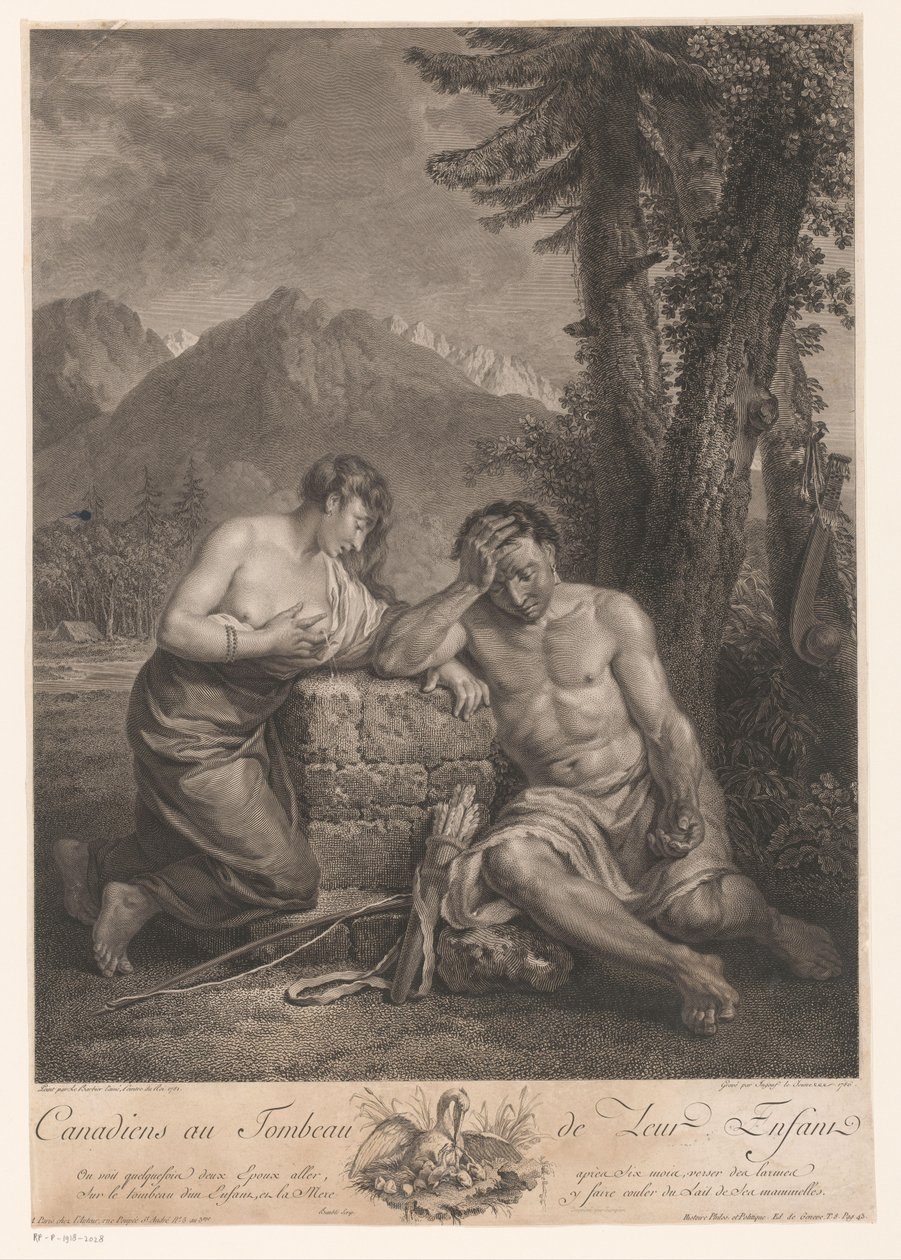 Kanadisk par ved barnets grav Canadiens au Tombeau de Leur Enfant (tittel på objekt) av Francois Robert Ingouf