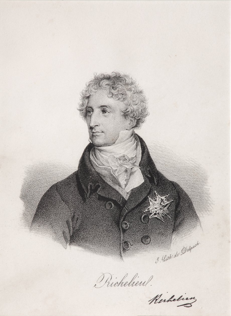Portrett av Armand Emmanuel du Plessis, hertug av Richelieu, 1820-tallet av Francois Seraphin Delpech