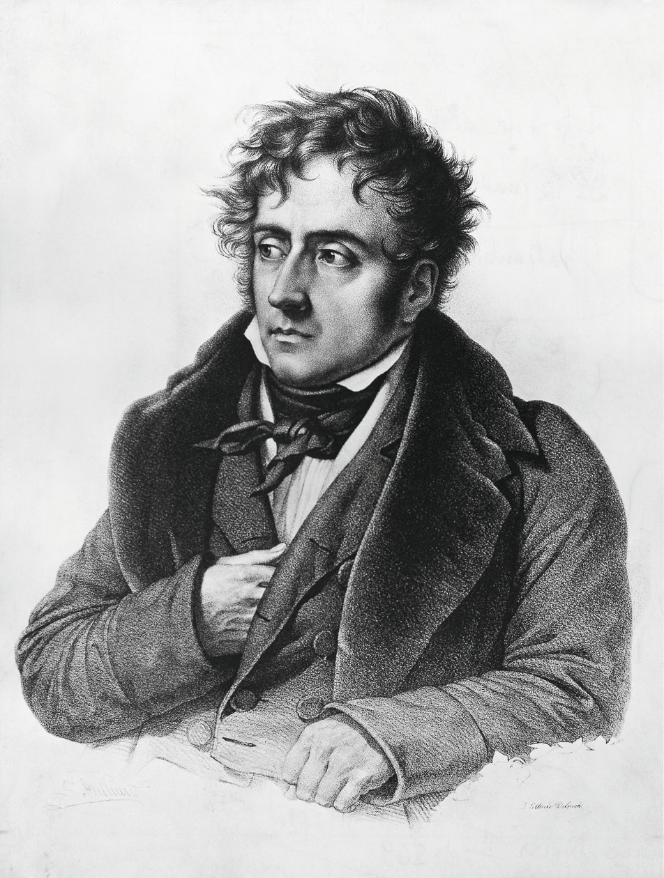 Portrett av Francois-Rene, vicomte de Chateaubriand (1768–1848), fransk forfatter, politiker, diplomat og historiker av Francois Seraphin Delpech