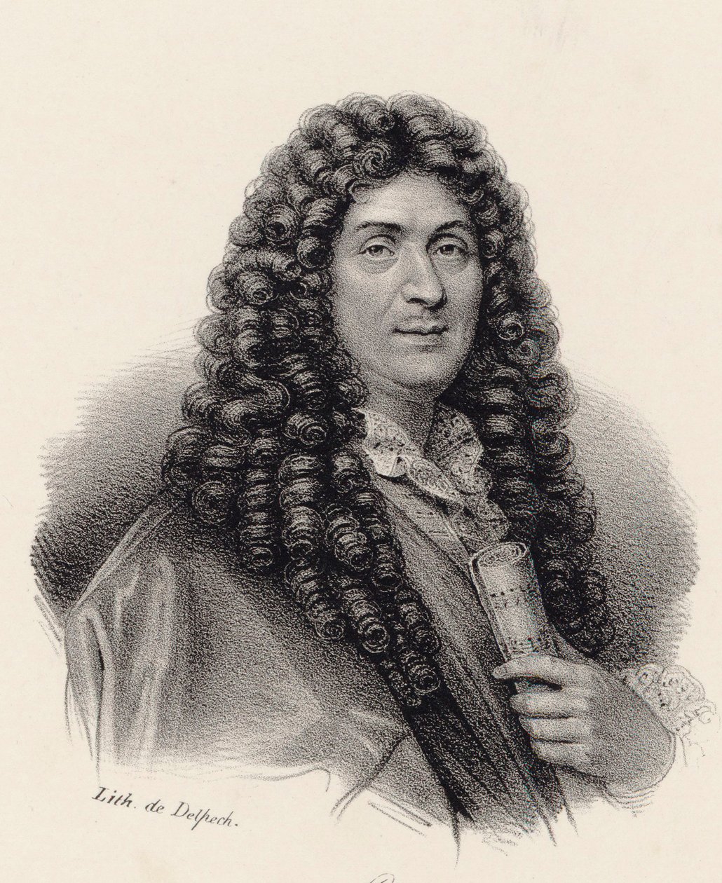 Portrett av komponisten Jean-Baptiste Lully 1632-1687. av Francois Seraphin Delpech