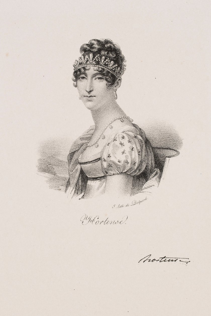 Portrett av dronning Hortense Eugénie Cécile de Beauharnais av Francois Seraphin Delpech