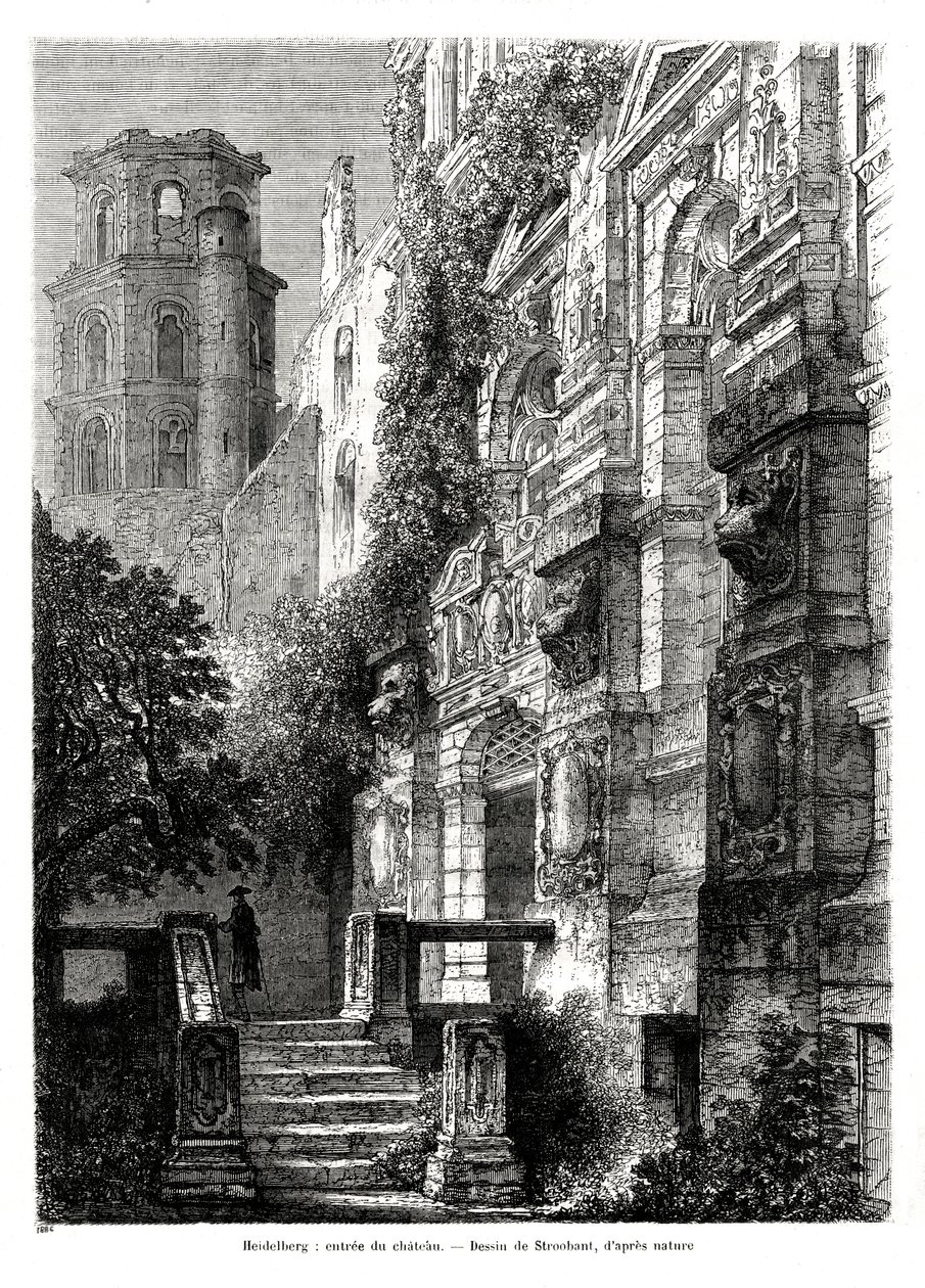 Heidelberg slott, Tyskland, 1886 av Francois Stroobant