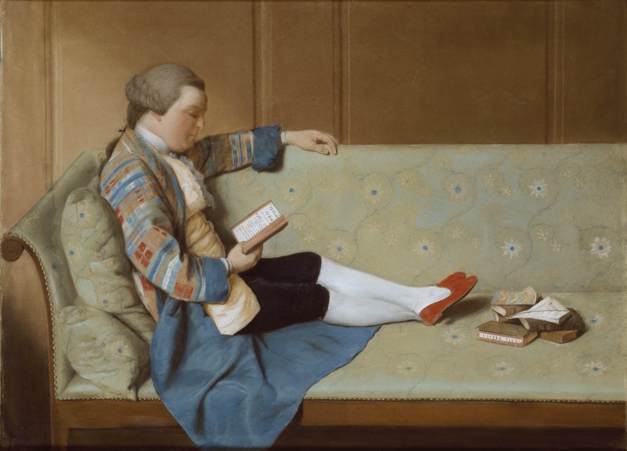 Portrett av en mann som leser - John Farr som leser Horaces Odes (etter restaurering) av Francois Vispre