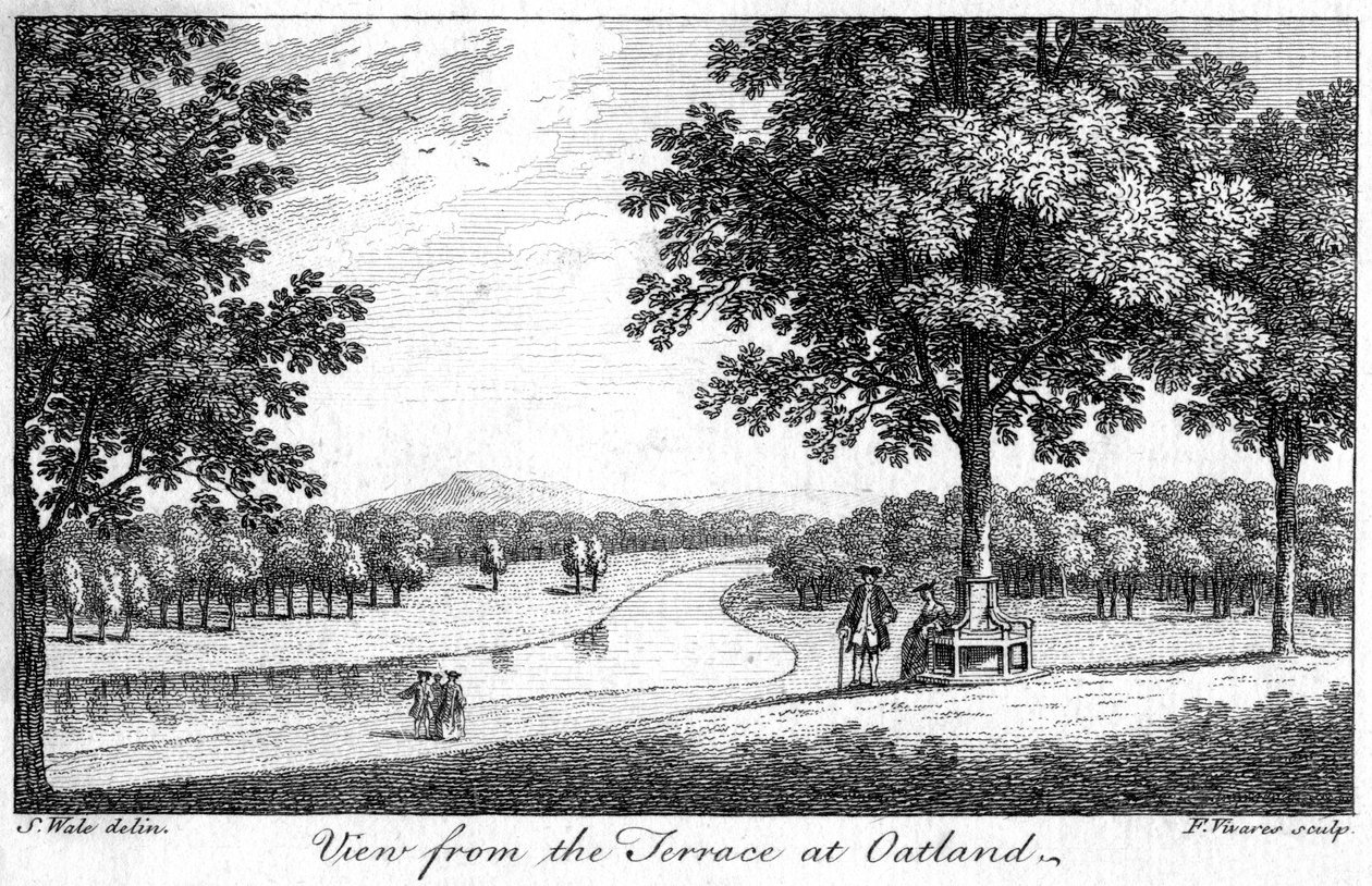 Utsikt fra terrassen ved Oatland, 1700-tallet. av Francois Vivares