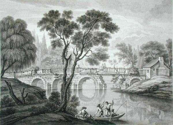 Design for en ruinøs bro for hagen ved Syon House, publisert 1778 (gravering) av Francois Vivarez