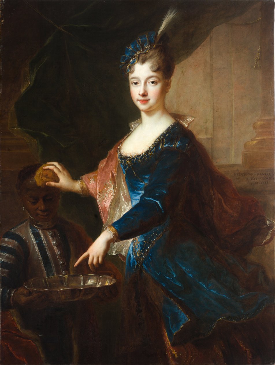 Dame med mørkhåret page av Francois de Troy