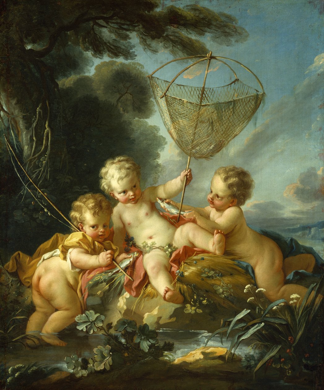 Putti som fisker, ca. 1744 av François Boucher
