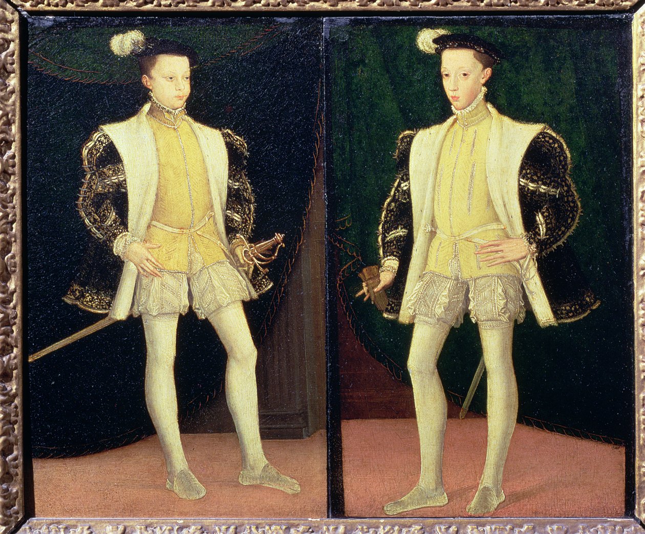 Fra venstre til høyre Francis II (1544-60) og Charles IX (1550-74) av Frankrike av Francois workshop of Clouet