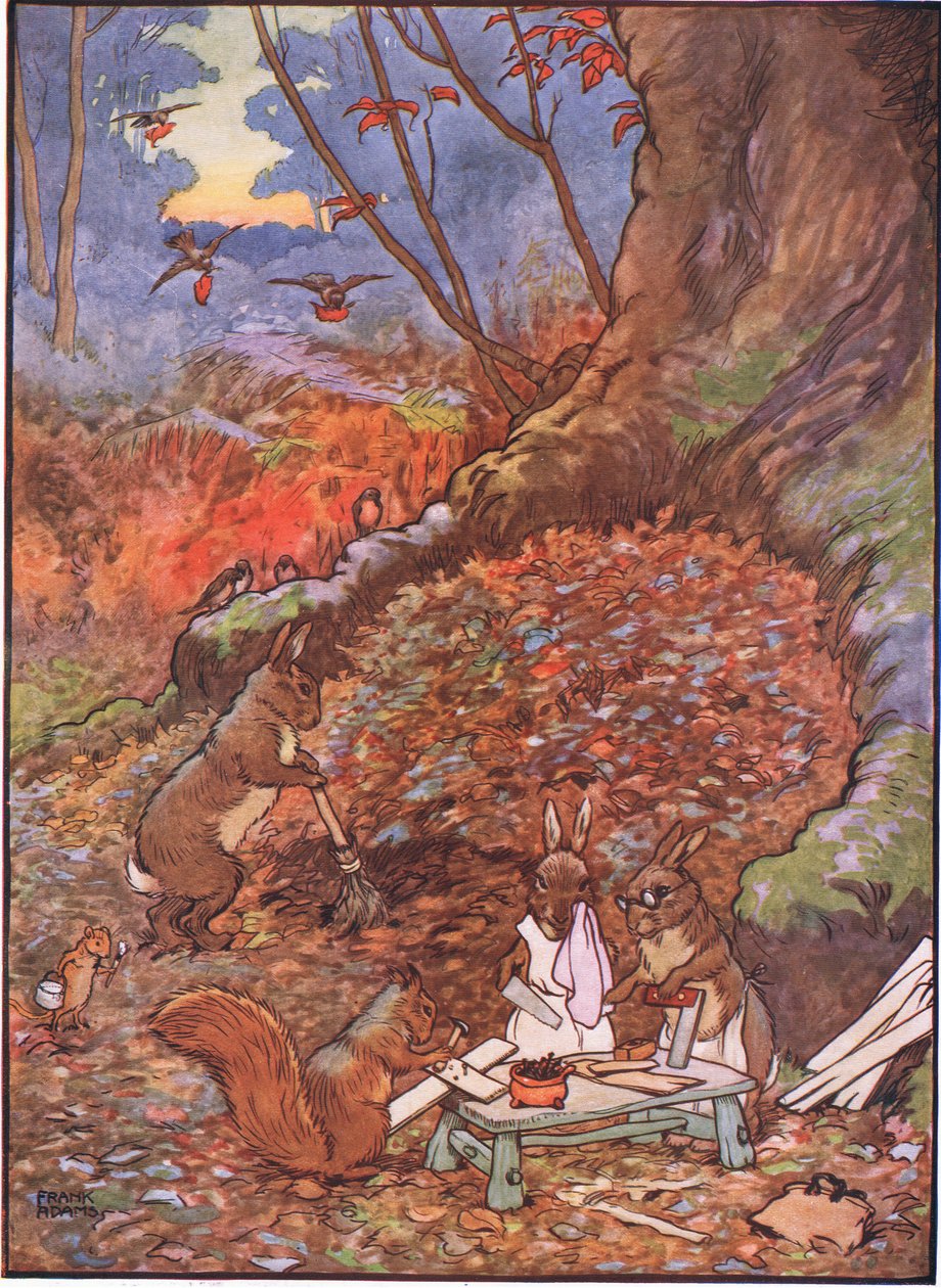 Ingen begravelse dette vakre paret av noen mann mottar, men Robin Redbreast dekket dem kjærlig med løv, 1930-tallet av Frank Adams