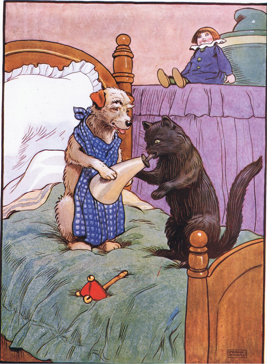 Hun dro til hattemakerne - for å kjøpe en hatt til ham, da hun kom tilbake matet han katten, 1930-tallet av Frank Adams