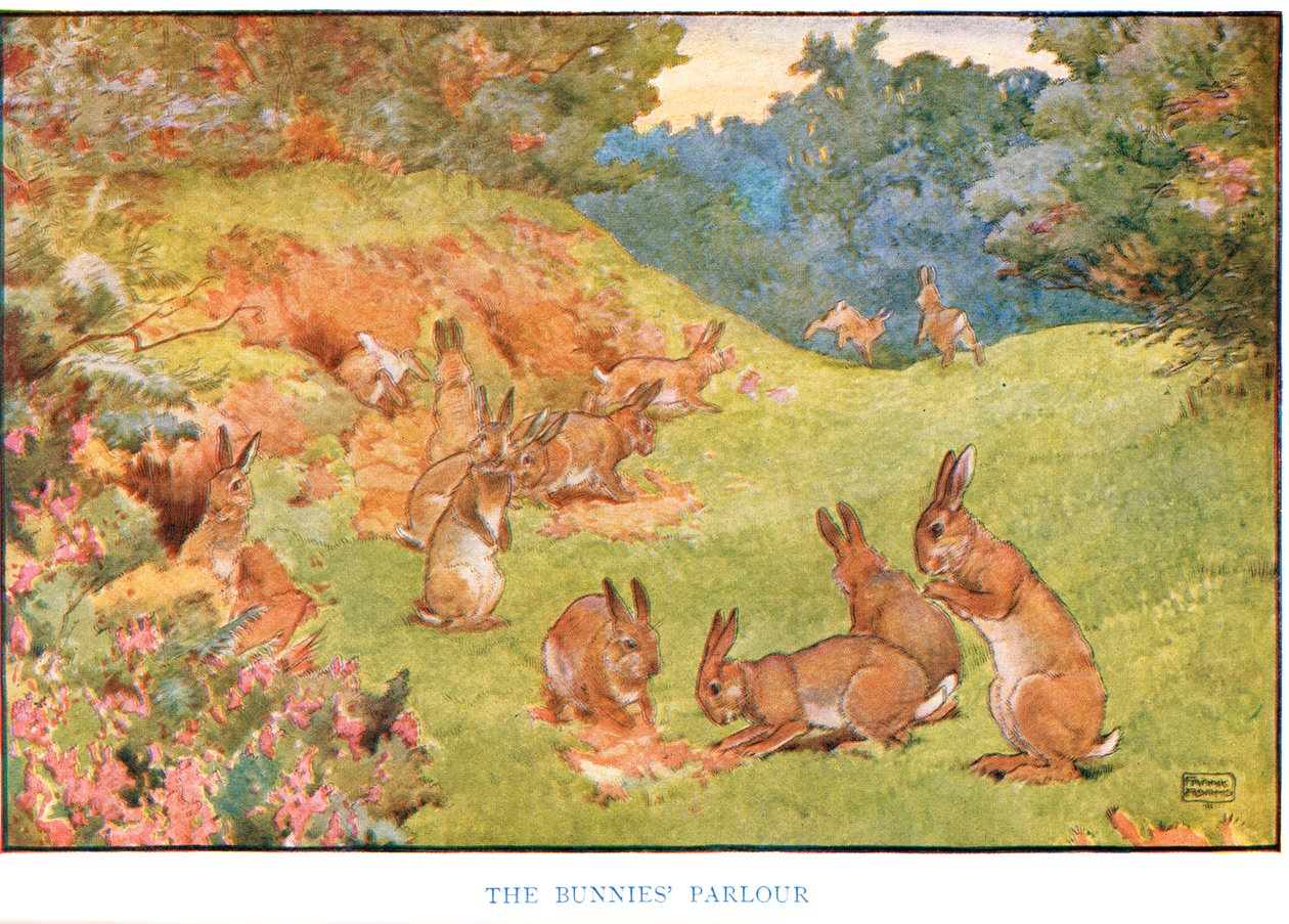 The Bunnies Parlour, illustrasjon fra 'Country Days and Country Ways' av Frank Adams