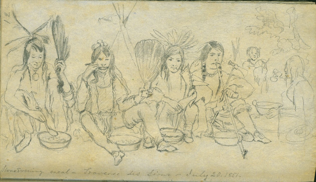 Sioux kveldsmåltid, Traverse des Sioux, 20. juli 1851 av Frank Blackwell Mayer
