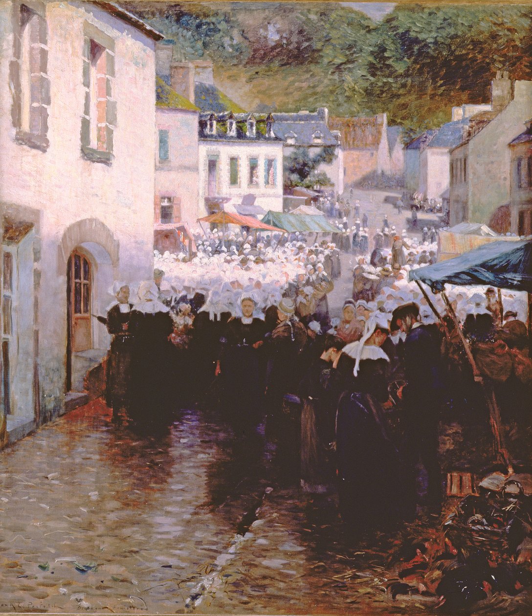 Brittany Peasants Market Day i Pont Aven av Frank C. Penfold
