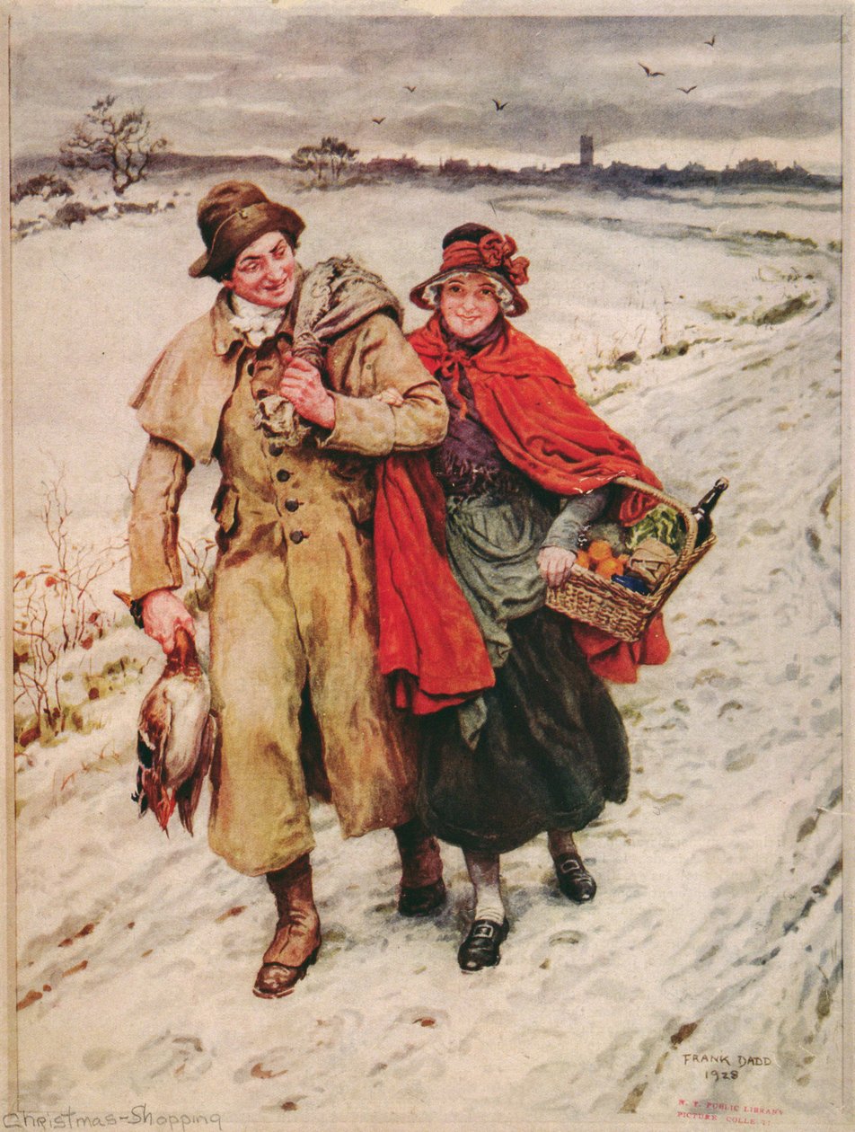 Julehandel, julekort av Frank Dadd