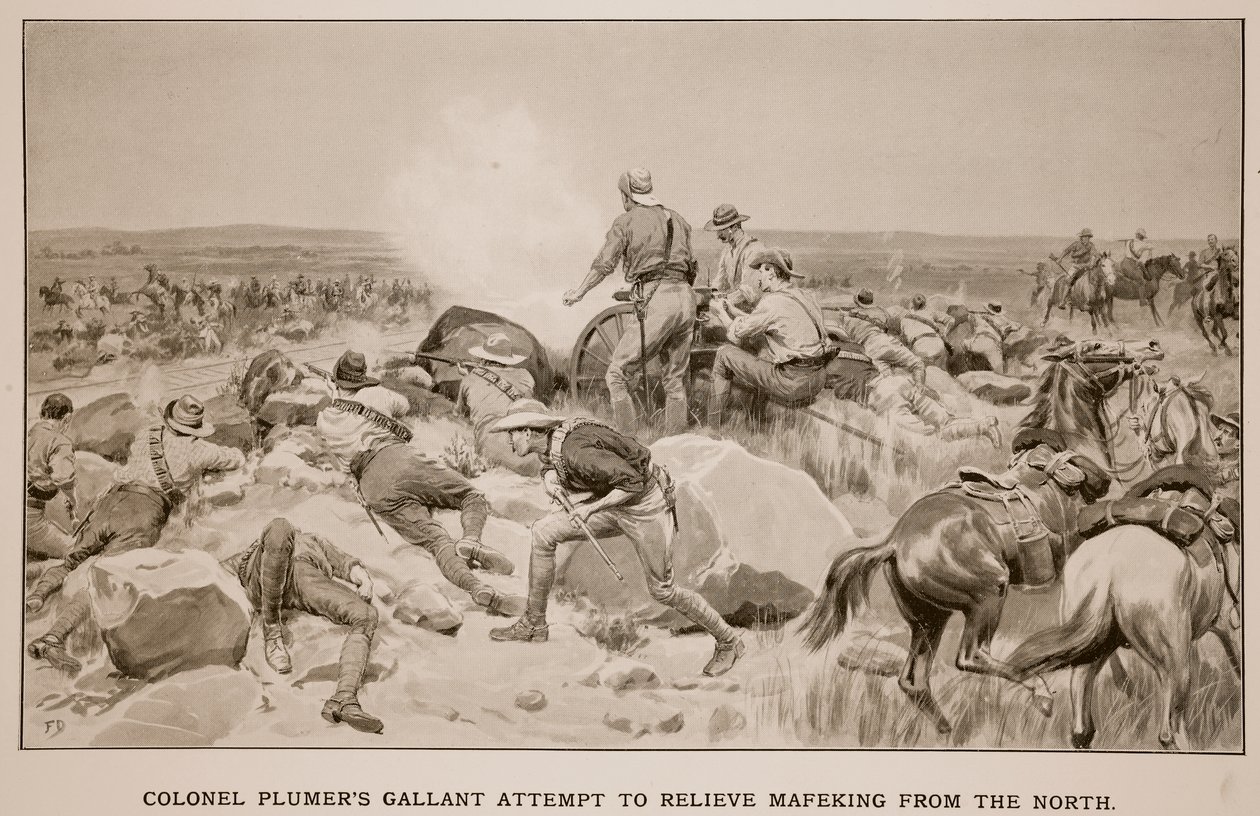Oberst Plumers galante forsøk på å avlaste Mafeking fra nord, etter FJ Mackenzie av Frank Dadd